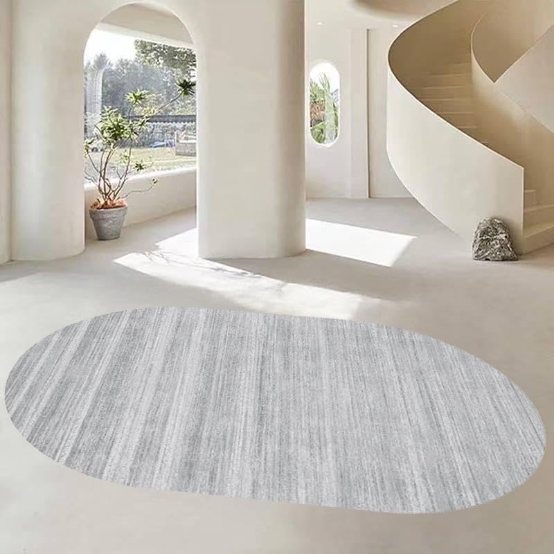 Alfombra oval dormitorio moderna degradado abstracto gris 80x140cm textil hogar decoración 2