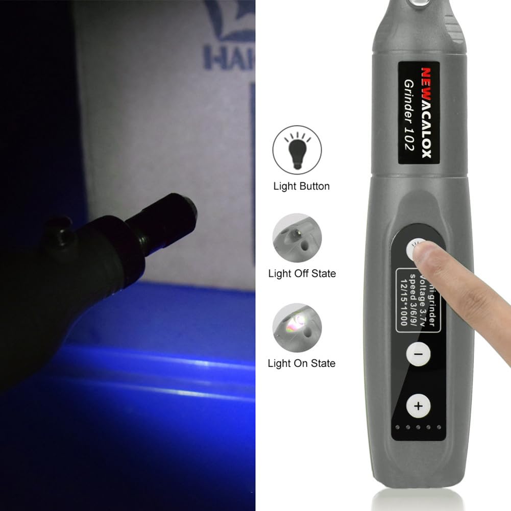 Mini Smerigliatrice Ricarica USB 26 Pezzi Kit Accessori Incisione Intaglio Velocità Variabile LED