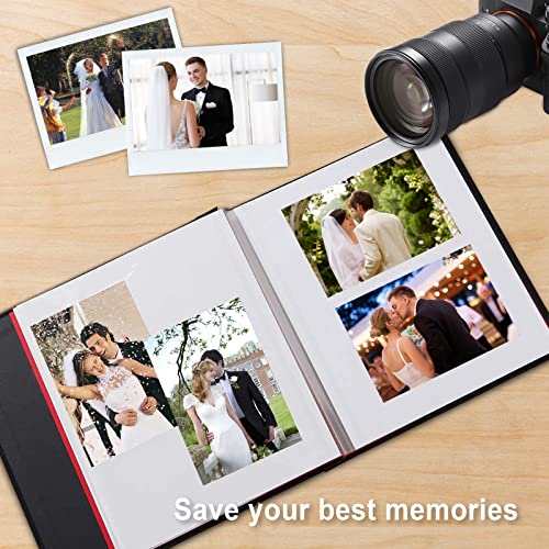 AKOFIC Selbstklebende Fotoalbum, 28x27 cm Großes Leinen Einsteckalbum mit 40 Weißen Seiten und Fensterausschnitt, Photo Album zum Selbstgestalten für 4 x 6 zoll oder 8 x 10 zoll Foto (Grau)