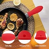 sourcing map Silicone Hot Handle Holders, Cast Iron Skillet Handle Covers Silicone Pan Handle Sleeve for Frying Pans Griddles Cookware Handles, Red - Image 3