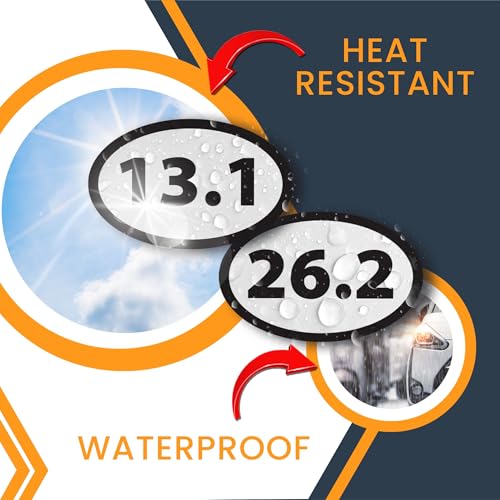 Image of 13.1 Half Marathon Sticker and 26.2 Marathon Oval Running Stickers, 5.5x3.5 Inch, Combo Pack, Black, Sticker for Car, 13.1 Half Marathon Gifts, Celebrate Running Achievements, Car Decals, Made in USA