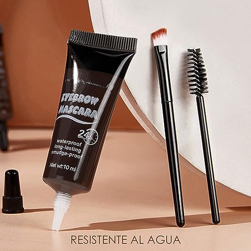 Gel de Cejas Perfectas. Maquillaje para Cejas Duración 24h. Mascara Tinte Fijador para Cejas. Professional Makeup con Pincel y Cepillo Cejas. Color Oscuro Negro. (4) - imagen 7