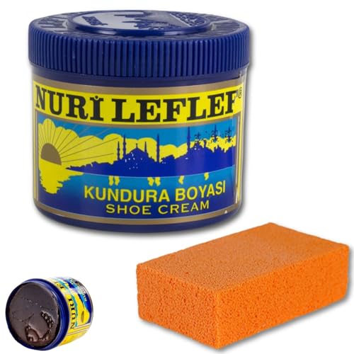 Ayakkabı, Nurileflef Kundura Boyası, 200 ml, Deri Bakım Kremi, Sünger Hediyeli (Koyu Kahve)