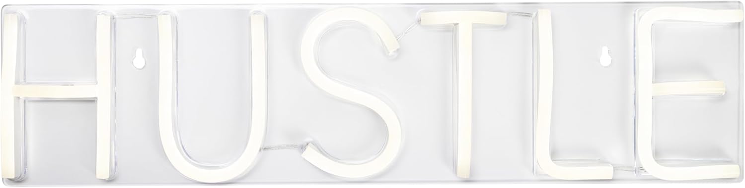 LED Hustle Neon Lighted Wall Sign - 20" - White