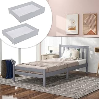 BTM Wooden Bed Frame, Solid Pine Wooden Bed Frame, Bedroom Furniture for Adults, Kids, Teenagers (135*190cm, white)