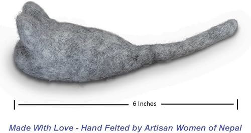 Miniatura 3 de Juguete de ratón para gatos, 3 ratones de lana de fieltro sin hierba gatera para gatos y gatitos de interior, ratones grandes hechos a mano