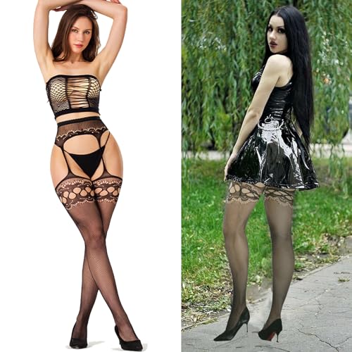 Image of Fishnet Stockings for Women With Stretch Waistband,Fishnets With Reinforced Toes, Fishnet Tights With High Elastic