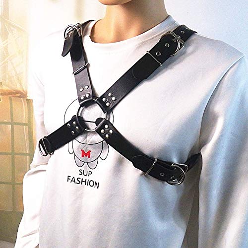 Men's Black Leather Body Chest Harness Straps Adjustable Shoulder Cage Belt Clubwear Costume3
