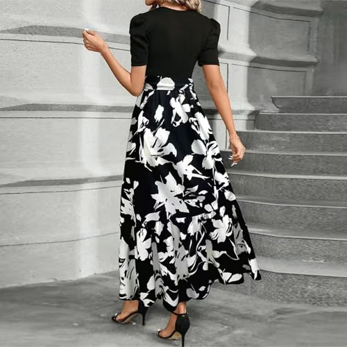 Work Dresses for Women 2025 Elegant Classy Summer Empire Waist Short Sleeve A Line Dress Wedding Guest Wrap Sundress3