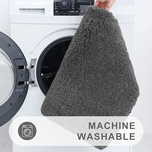 Homaxy Badezimmerteppich Set 2 teilig WC Vorleger mit Ausschnitt Set Badematte rutschfest Waschbar Hochflor Badteppich… – Bild 7