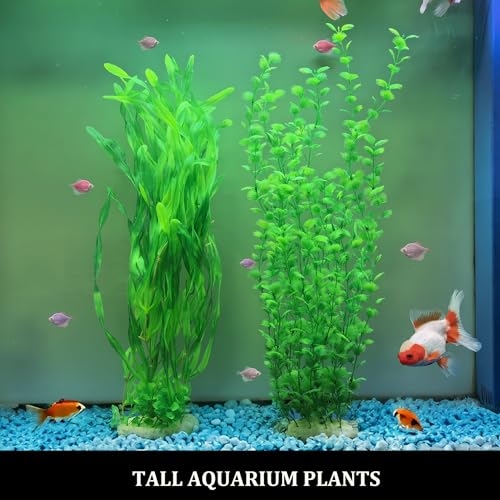 Image of Artificial Aquarium Plants 23.6-26in, Extra Tall Fish Tank Plants for Large Tanks, Plastic Fish Tank Plant 2 Pack, Fake Aquarium Plant, Tall Decorations for Freshwater Aquariums(Green)