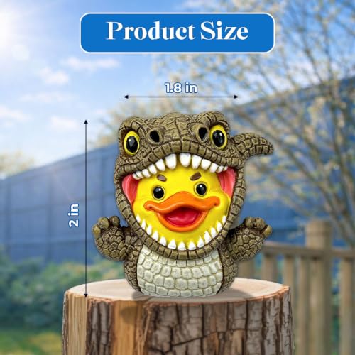 Image of GENANY 3D Resin 2Pcs Rubber Duck Car Air Freshener Vent Clip, Hand Painted Yellow Duck Dinosaur and Shark Costume Designs, Cute Automotive Freshener Gift for Duck Lovers