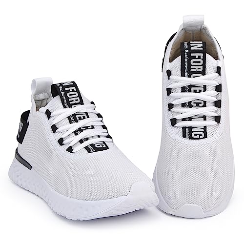 Tênis Academia Confortável Macio Corrida Feminino Masculino (43, Branco/Preto)
