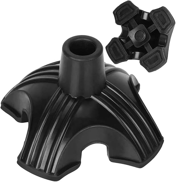 supregear Heavy Duty Rubber Ferrules for Walking Sticks - 19mm Self Standing Quad Base for Offset Quad Pod or Tripod Canes - Non-Slip Stable Replacement Feet for Folding Cane, Walking Cane, Crutches
