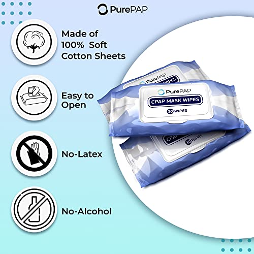 Image of CPAP Cleaning Wipes (BULK 180 Wipes) - 100% Cotton Sheets - Alcohol-Free CPAP wipes - Natural Ingredients w /Aloe Vera & Vitamin E - Resealable Packet - CPAP Supplies