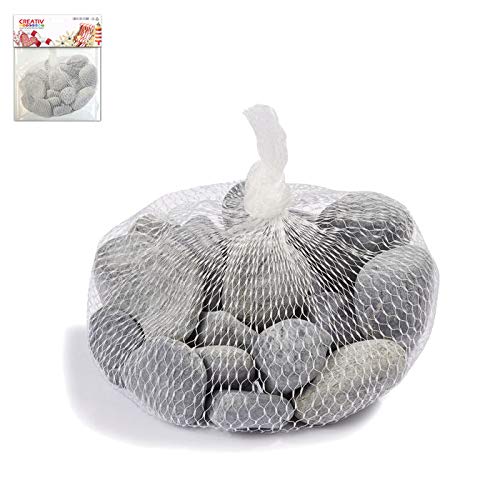 CREATIV DISCOUNT Deko Steine im Netz, 500g, grau