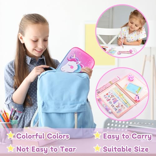 Image of Pencil Case for Girls, Cute Unicorn 3D EVA Large Capacity Pink Pencil Pouch for Kids, Kawaii Stationery Set School Supplies Pencil Box, Birthday Christmas Gifts