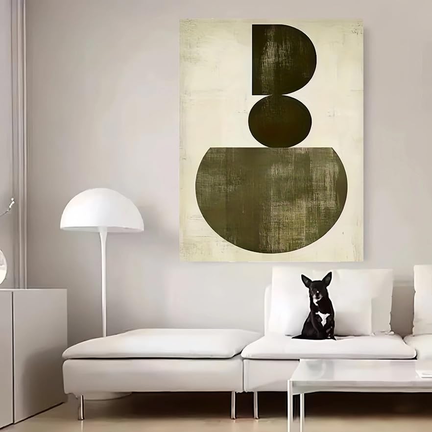 Toile géométrique abstraite haut de gamme avec cadre bois intérieur 70x90cm