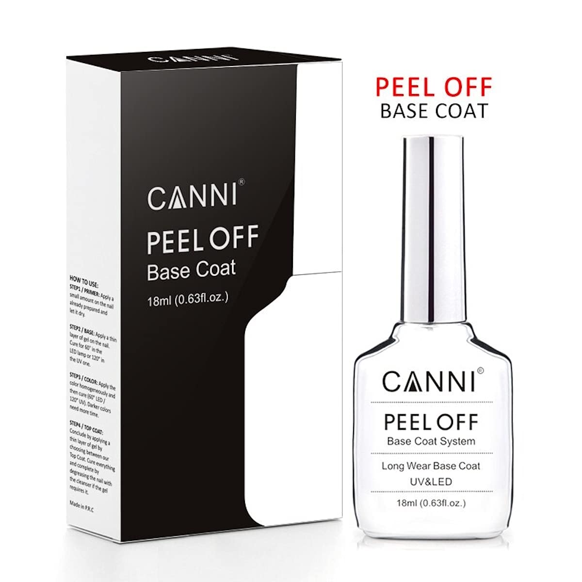 CANNI UV LED Gel System Peel Off Base Coat & Long Wear No-Wipe Top Coat UV Gel 18ml Each (CANNI-PO-Base Coat-18ml-FBA) 3