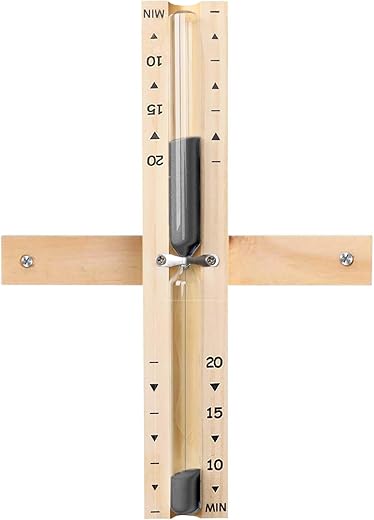 Sauna Sand Timer, 20 Minute Rotating Wooden Sauna Hourglass with Black Sand, Reloj De Arena, Heat Resistant Sand Clock Hour...