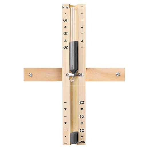 Sauna Sand Timer, 20 Minute Rotating Wooden Sauna Hourglass with Black Sand, Reloj De Arena, Heat Resistant Sand Clock Hour Glass Timer