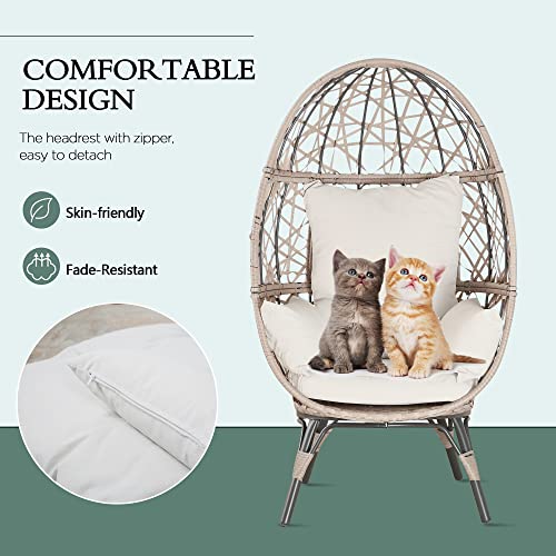 Ulax Furniture Outdoor Teardrop Wicker Lounge Chair Indoor Patio Rattan Egg Chair With Cushion And Pillow #TOP3
