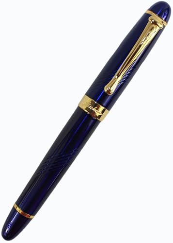 Miniatura 2 de Gullor Pluma estilográfica 450 azul con líneas talladas punta mediana