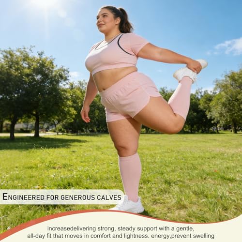 Image of Diu Life 3 Pairs Plus Size Compression Socks for Women and Men Wide Calf Extra Knee High Support for Circulation