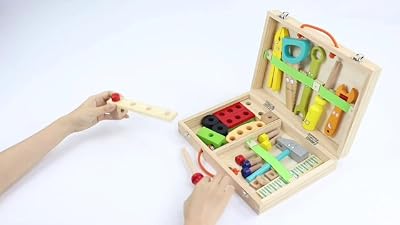 Wudly Wooden Tool Kit for Kids, 35-Piece