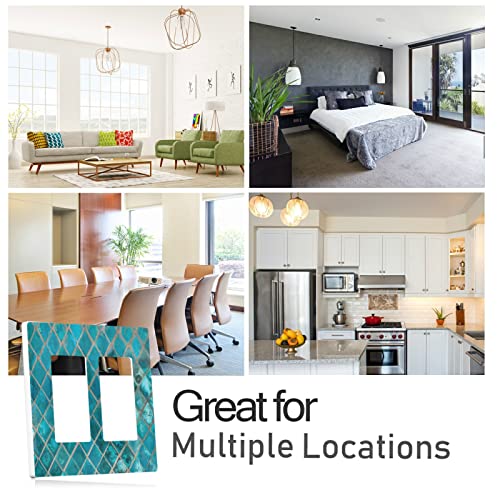 Exotic Turquoise Ceramic Mosaic Tile Wall Plate Cover Size 1-Gang 4.6" X 2.9", Single Rocker Switch Plates, Unbreakabl Light Switch Or Receptacle Outlet Wall Plate #TOP3