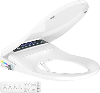 Electric Heated Bidet Toilet Seat Elongated with Remote & Side Control Knob