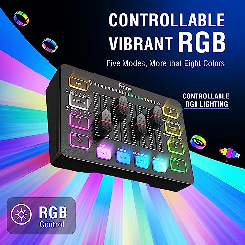 Mélangeur audio de jeu FIFINE avec interface XLR et effets RVB pour PC - 6