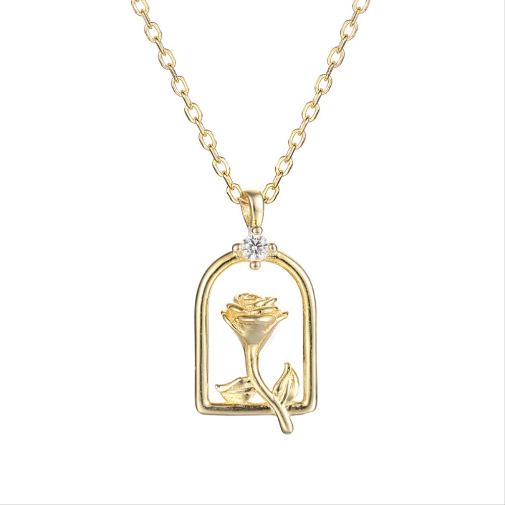 Collier pendentif fleur de rose : bijouterie fine aux finitions soignées