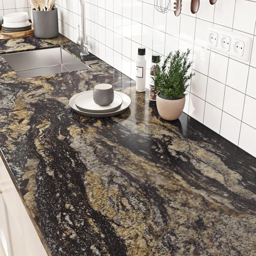 Papel de contacto de granito autoadhesivo, vinilo impermeable resistente al calor para muebles 6