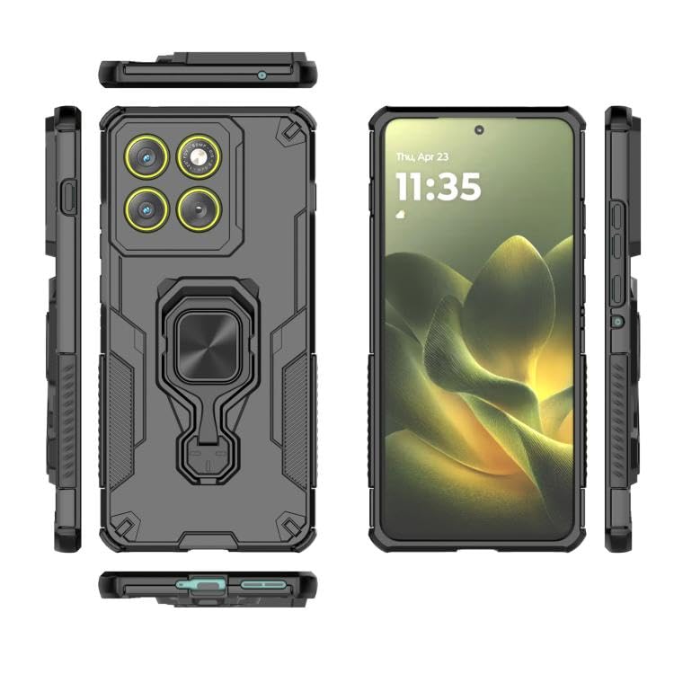 Image of Lustree Shockproof Back Cover with 360?? Metal Ring-Holder ??? Compatible with Motorola Edge 70 5G (Black)