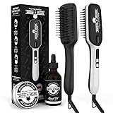 Premium Beard Grooming Kit for Men's Care | 2oz Sandalwood Balm, 2oz Unscented Oil, Boar Bristle Brush, Double Action Comb, Barber Scissors | Presented in Deluxe Bamboo Box | Great Male Gift Idea