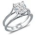 Size 6 - Solid 925 Sterling Silver Bridal Set Princess Cut Solitaire Engagement Ring with Matching Channel Set Wedding Band CZ Cubic Zirconia 2.0ct. With Elegant Velvet Ring Box