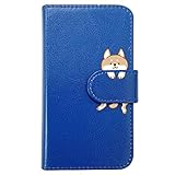 【moimoikka】SH-04H/SHV34/506SH/STAR WARS Mobile AQUOS ZETA/SERIE/Xx3 対応 手帳型 スマホケース 柴犬 動物 キャラクター かわいい (ダークブルー) 犬 イヌ アニマル ダイアリータイプ 横開き カード収納 フリップ カバー スマートフォン モイモイッカ もいもいっか