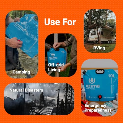 Uzima D-Prep Plus Emergency Water Filtration & Storage System – 10L Collapsible Gravity Water Storage Container with UZ-1 Filter for Safe Drinking – Portable Survival & Camping Bladder by Uzima - Image 3