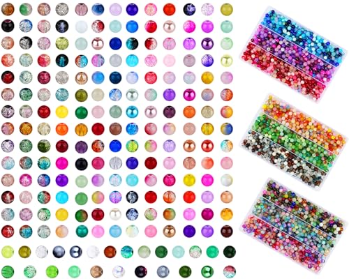 XSEINO About 3800PCS 8mm Glass Beads Bracelet Making Set, 208 Assorted Colors Crystal Glass Beads for Making and DIY Crafts