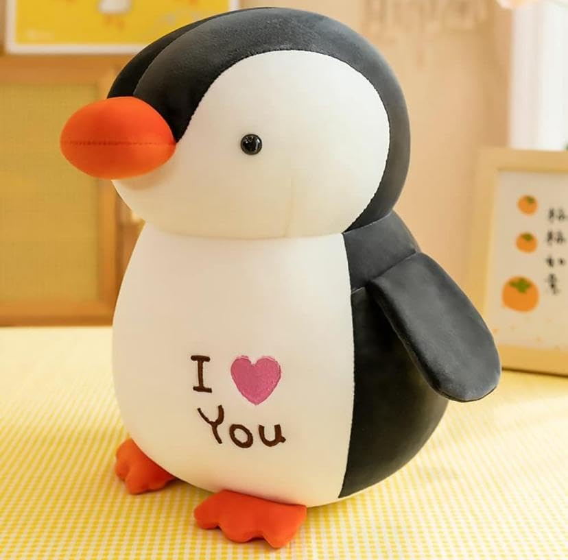 Image of HUG 'n' FEEL SOFT TOYS Love Penguin 22cm Soft Toy Plush Toy | Stuffed Animal | Ultra Soft, Huggable & Cuddly Gift for Kids, Girls, Boys | Perfect for Birthday, Valentine's Day