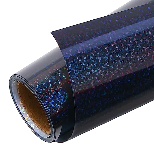 TORC Holographic Black HTV Heat Transfer Vinyl Roll 12 in x 5 ft Metallic Iron-on Transfer for Cricut T-Shirts