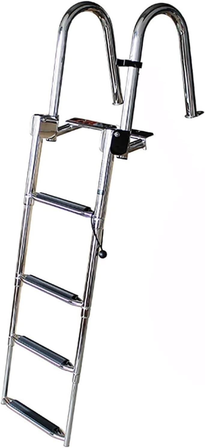 Dock Boat Ladders Telescoping 4 Step Inboard Boat Ladder,Heavy Duty Stainless Steel Pontoon Boat Ladder Folding Dock Ladder for Marine Boat Yacht Swimming Pool