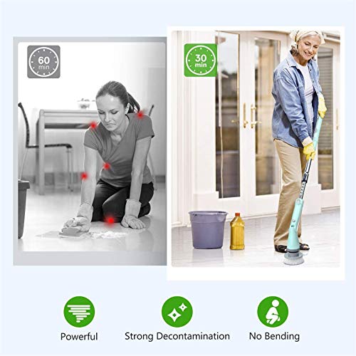Homitt Electric Spin Scrubber, Bathroom Scrubber with 4 Replaceable Cleaning Shower Scrubber Brush Heads, 1 Extension Arm and Adapter for Tub, Tile, Floor, Wall and Kitchen - Thumbnail 2