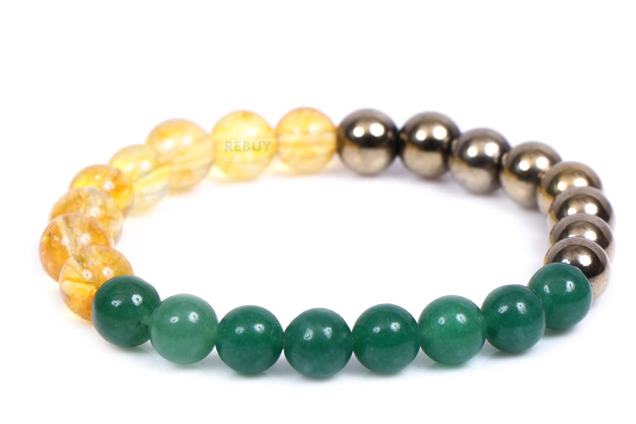 REBUY Citrine,Green Aventurine & Pyrite Stone Bracelet | Natural Crystal Healing Bracelet Gemstone Jewelry for Luck & Confidence | For Men & Women | Pack of 1 (B09F9MDJL2) Amazon Price History, Amazon Price Tracker