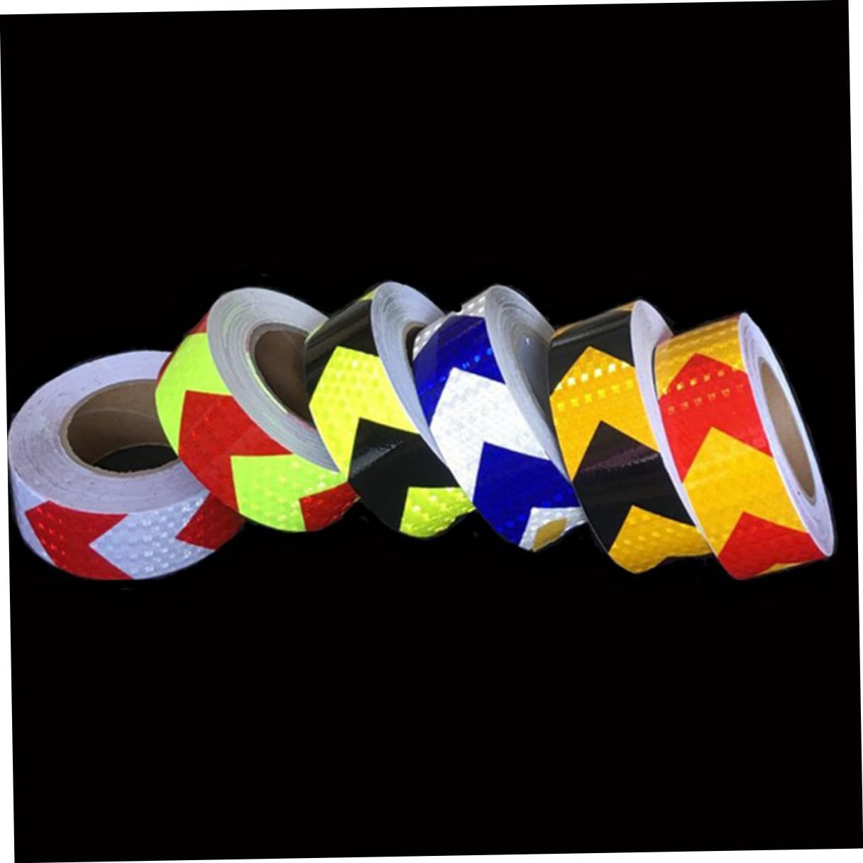 Garneck Cinta Reflectante Fluorescente para Señalización de Seguridad Adhesiva Resistente al Agua y Solventes con Diseño de Flecha Negra y Amarilla para Vehículos y Carretera