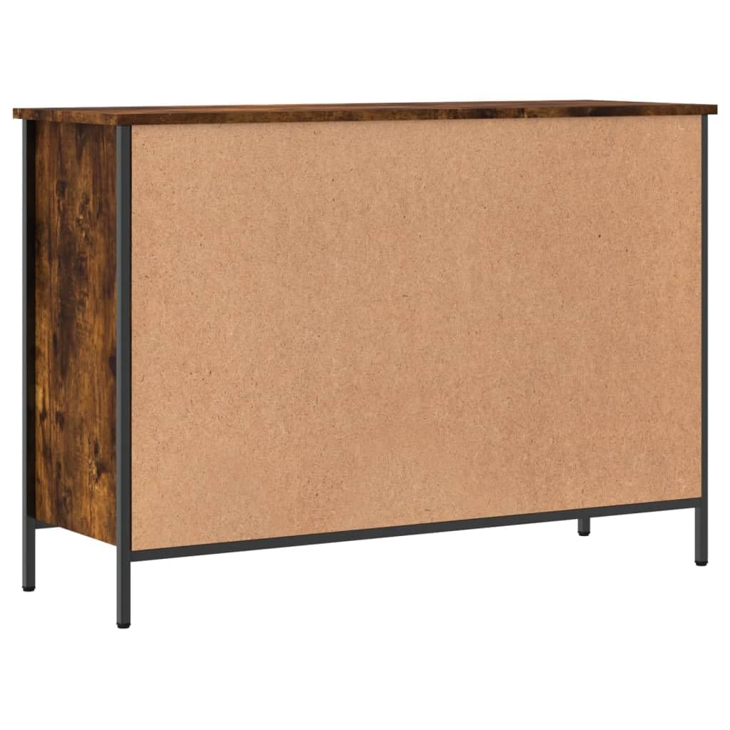 Schuhregal Räuchereiche Holzwerkstoff 100x35x70 cm mit pulverbeschichteten Stahlbeinen, 9 Fächer Schuhschrank platzsparend als Schuhablage und Schuhständer für Schuhaufbewahrung