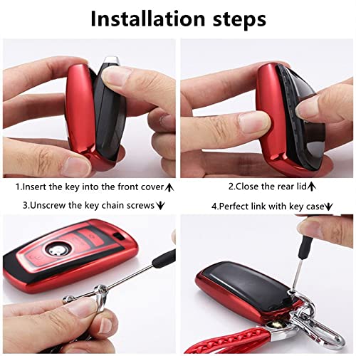 Creativity Suitable For Bmw Key Fob Cover. Advanced Soft Tpu Key Box Is Compatible With X1 X3 X4 X5 X6 1 2 4 5 6 7 M3 M5 M6 Gt3 Gt5 G30 F10 F15 F16 F20 Key (Type A Pink Key Case + Key Chain Set) #TOP6