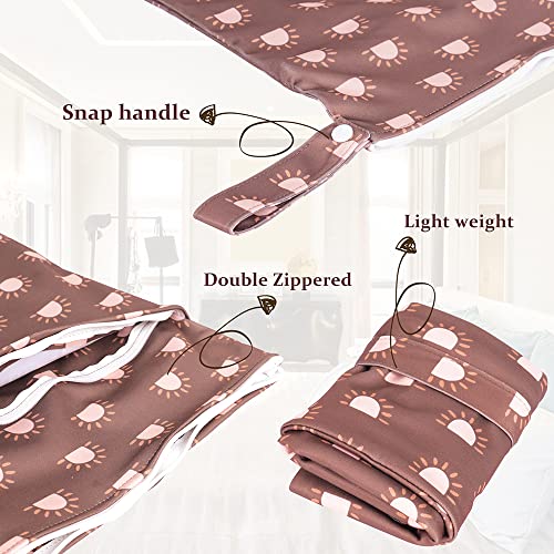 Momigo 2 Pcs/Set Wet Dry Bags For Baby Cloth Diapers - Reusable, Washable For Stroller, Diapers, Toiletries, Travel Bags, Beach, Pool, Gym Bag With Two Zippered Pockets 11.8 * 15.7 Inch (Orange) #TOP2