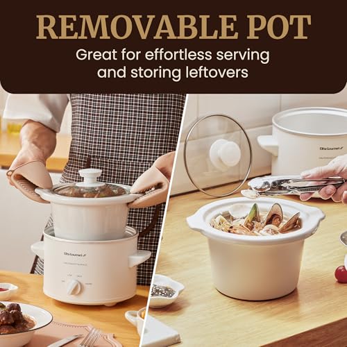 Elite Gourmet MST-250XW Electric Slow Cooker Ceramic Pot Adjustable Temp, Entrees, Sauces, Stews & Dips, Dishwasher Safe Glass Lid & Crock - Image 5